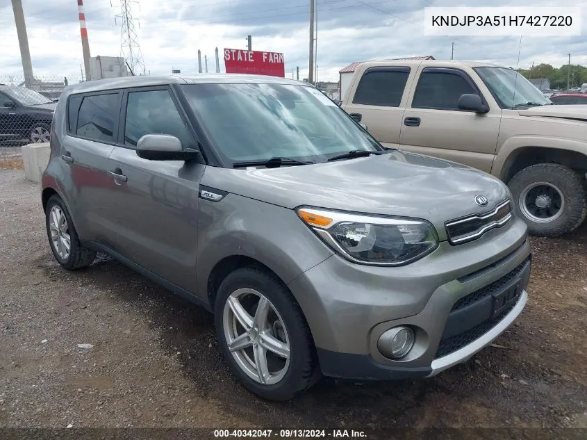 2017 Kia Soul + VIN: KNDJP3A51H7427220 Lot: 40342047