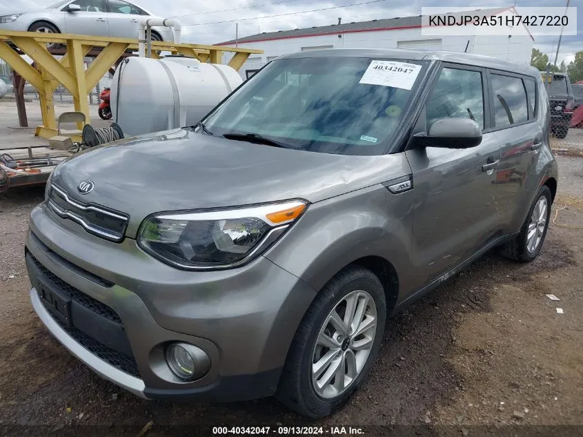 2017 Kia Soul + VIN: KNDJP3A51H7427220 Lot: 40342047