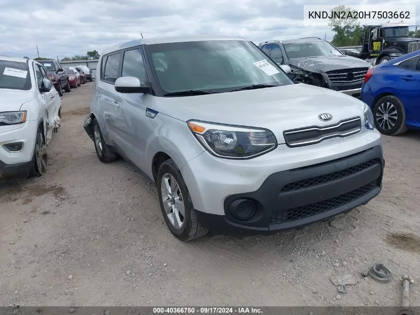 2017 Kia Soul VIN: KNDJN2A20H7503662 Lot: 40366750