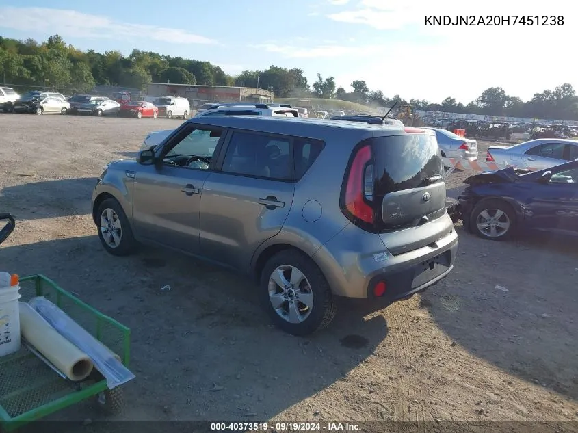 2017 Kia Soul VIN: KNDJN2A20H7451238 Lot: 40373519