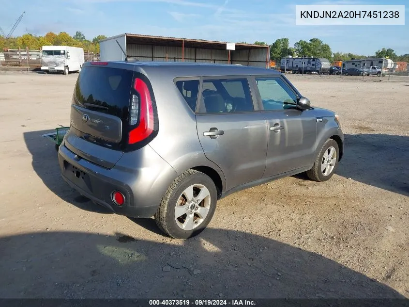 2017 Kia Soul VIN: KNDJN2A20H7451238 Lot: 40373519