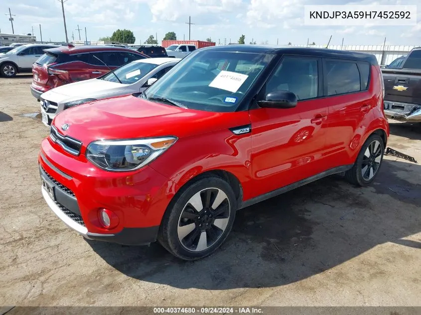 2017 Kia Soul + VIN: KNDJP3A59H7452592 Lot: 40374680