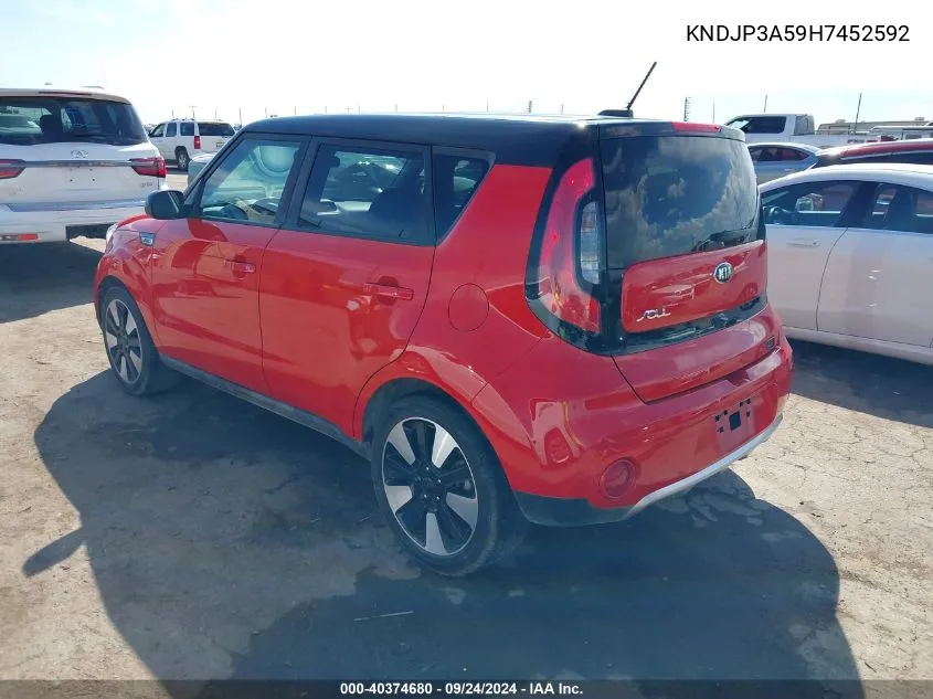 2017 Kia Soul + VIN: KNDJP3A59H7452592 Lot: 40374680