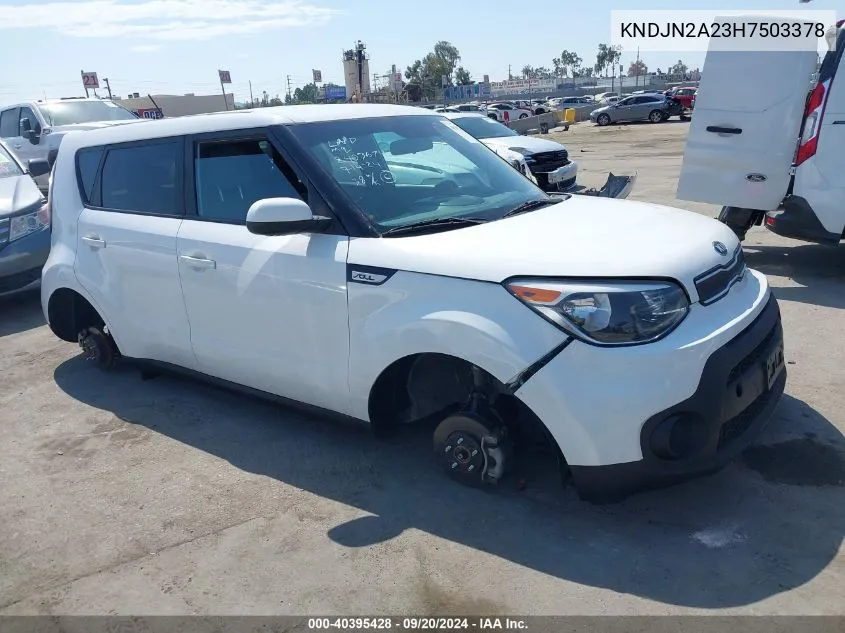 2017 Kia Soul VIN: KNDJN2A23H7503378 Lot: 40395428