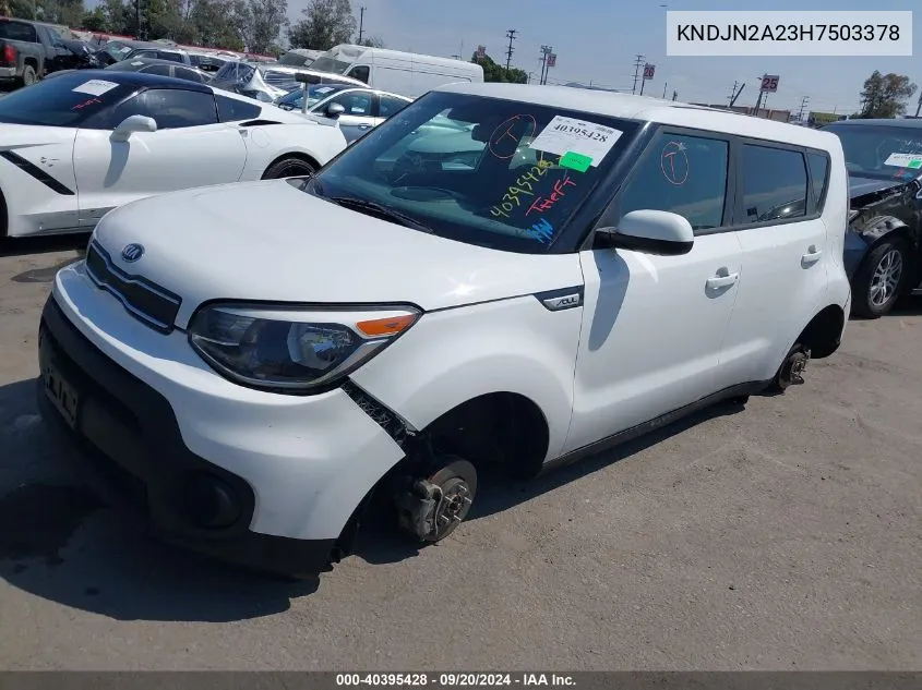 2017 Kia Soul VIN: KNDJN2A23H7503378 Lot: 40395428