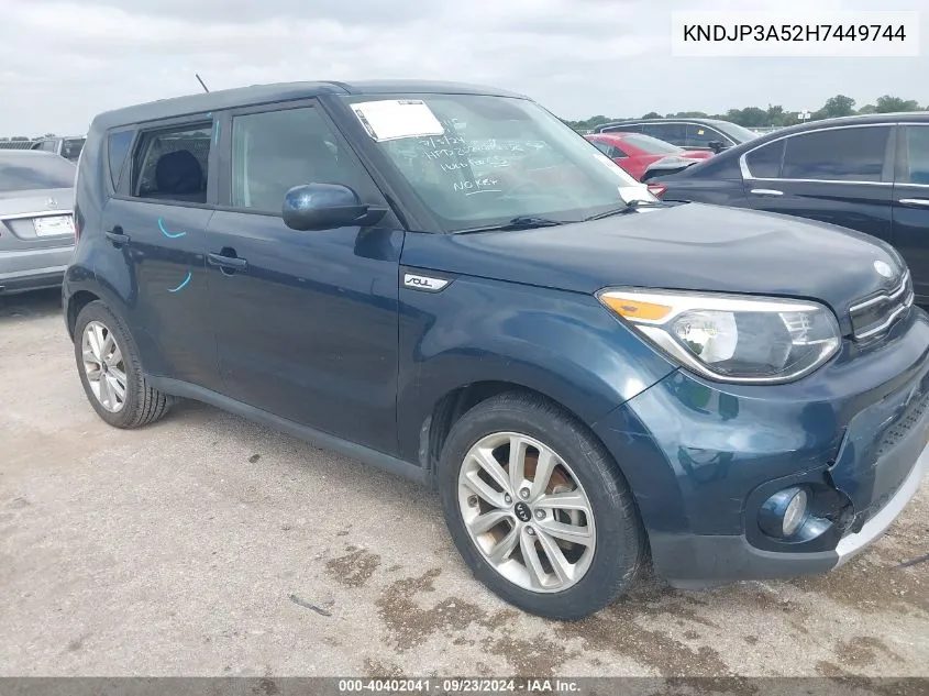 2017 Kia Soul + VIN: KNDJP3A52H7449744 Lot: 40402041