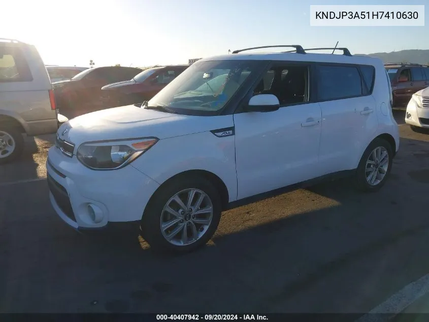 2017 Kia Soul + VIN: KNDJP3A51H7410630 Lot: 40407942