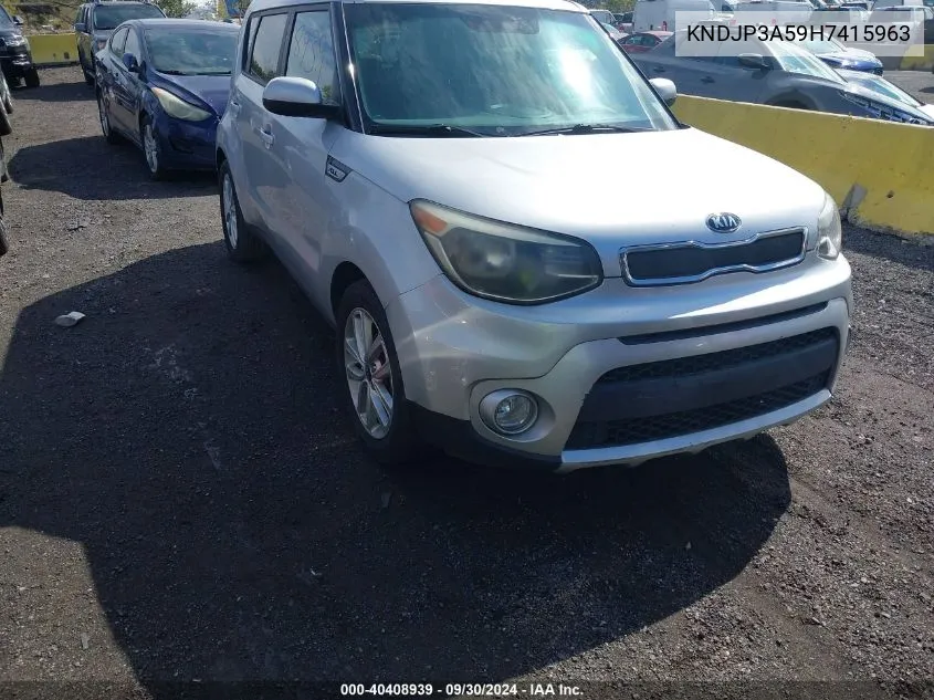 2017 Kia Soul + VIN: KNDJP3A59H7415963 Lot: 40408939