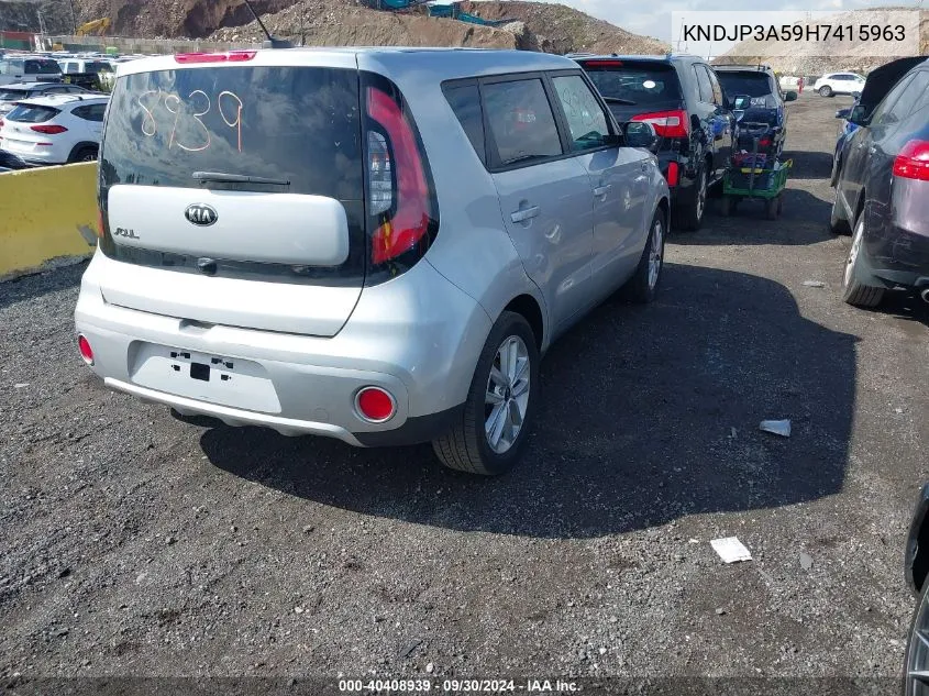 2017 Kia Soul + VIN: KNDJP3A59H7415963 Lot: 40408939