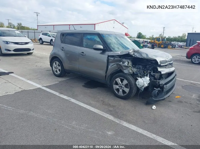 2017 Kia Soul VIN: KNDJN2A23H7487442 Lot: 40423110