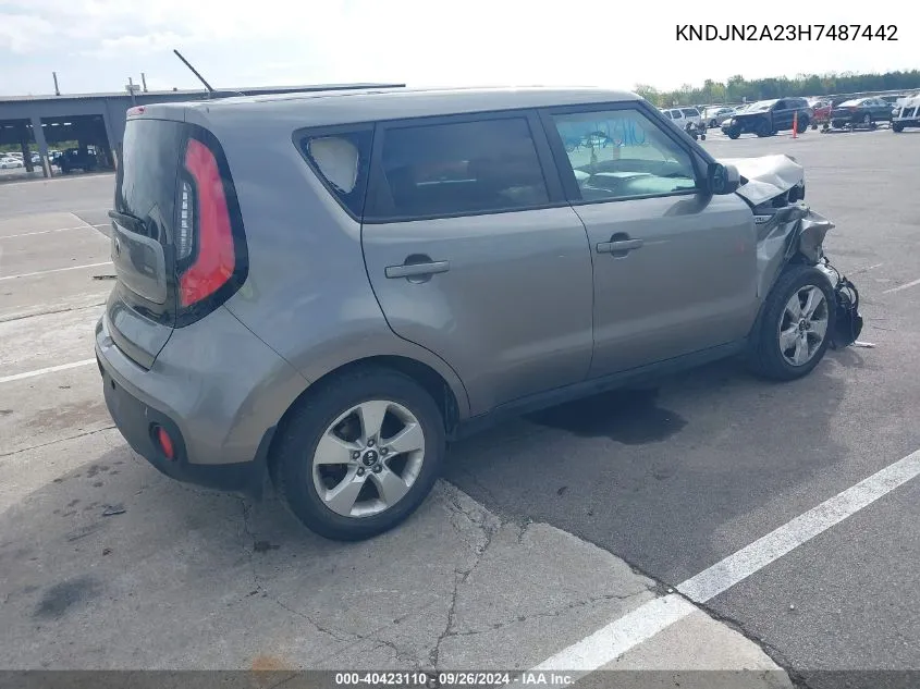 2017 Kia Soul VIN: KNDJN2A23H7487442 Lot: 40423110