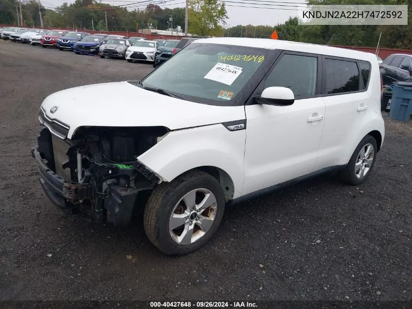 2017 Kia Soul VIN: KNDJN2A22H7472592 Lot: 40427648