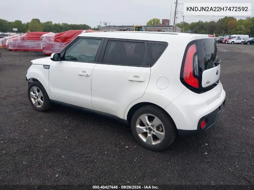 2017 Kia Soul VIN: KNDJN2A22H7472592 Lot: 40427648