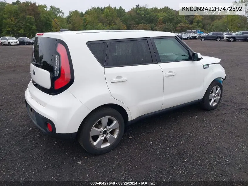 2017 Kia Soul VIN: KNDJN2A22H7472592 Lot: 40427648