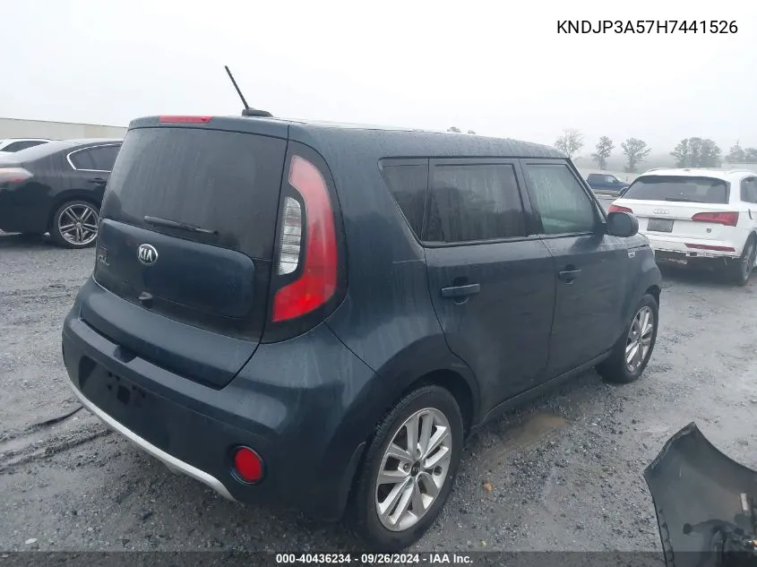 2017 Kia Soul + VIN: KNDJP3A57H7441526 Lot: 40436234