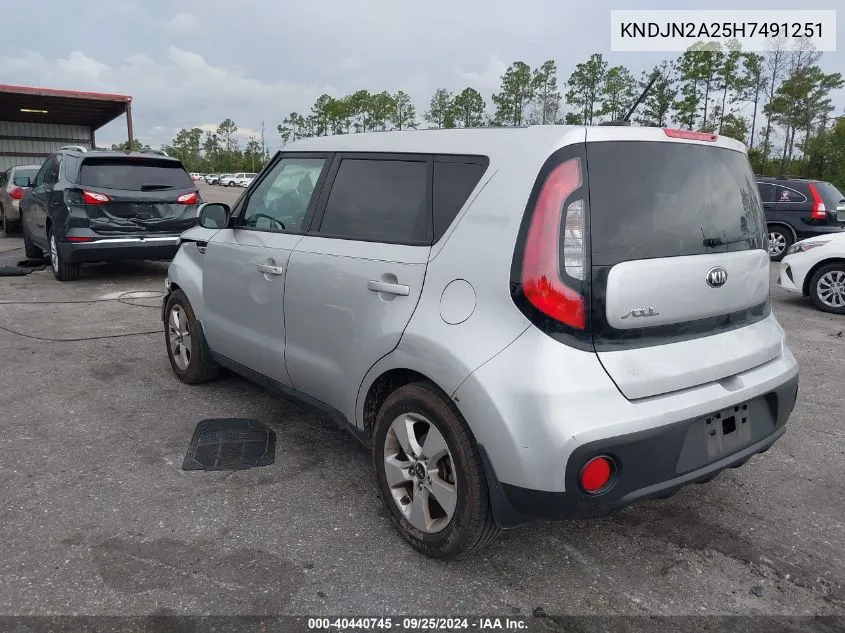 2017 Kia Soul VIN: KNDJN2A25H7491251 Lot: 40440745