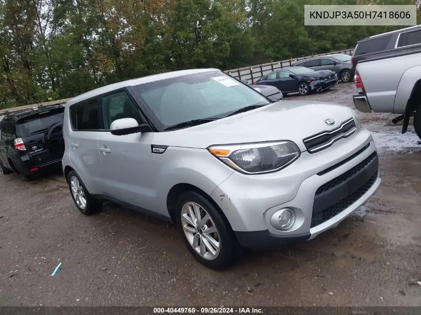 2017 Kia Soul + VIN: KNDJP3A50H7418606 Lot: 40449765