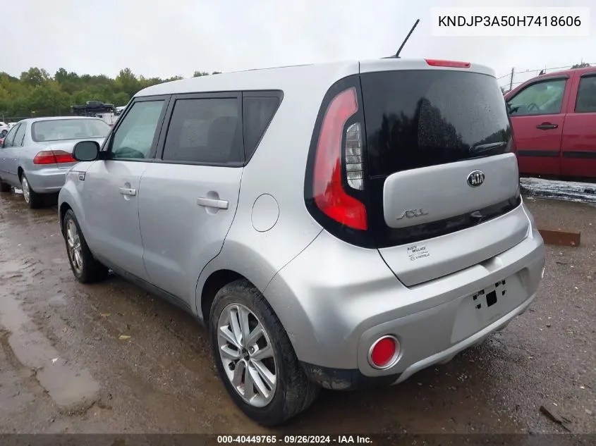 2017 Kia Soul + VIN: KNDJP3A50H7418606 Lot: 40449765