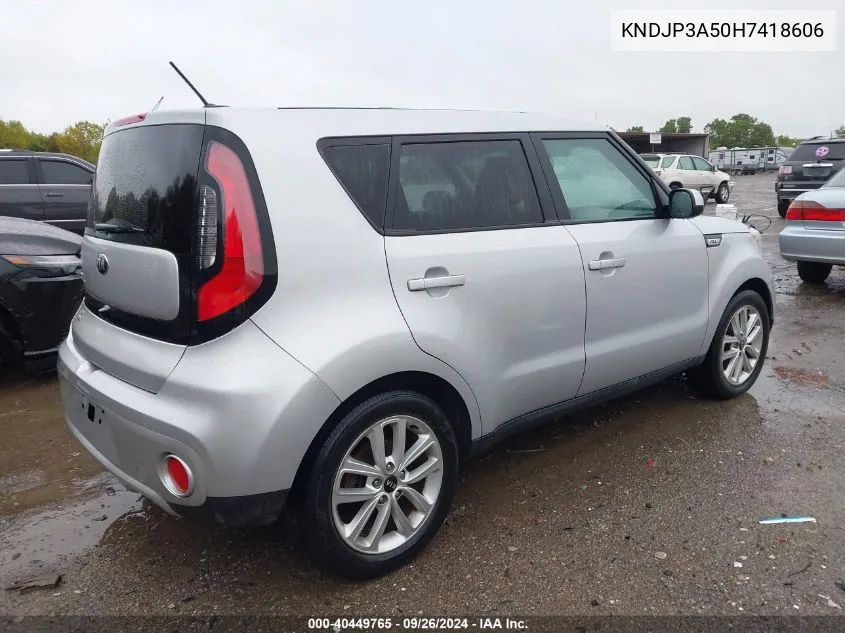 2017 Kia Soul + VIN: KNDJP3A50H7418606 Lot: 40449765