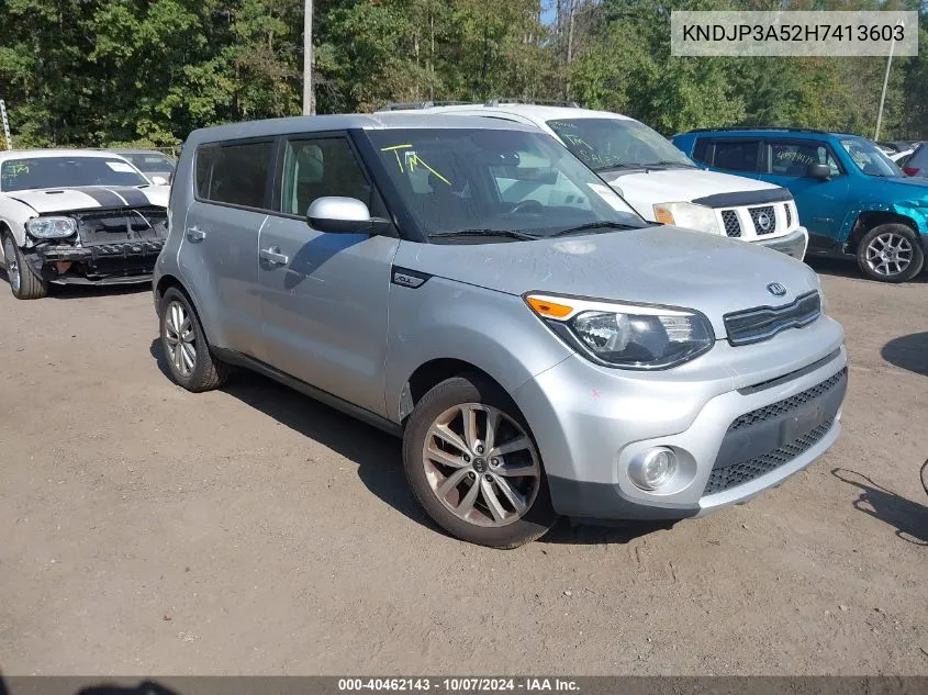 2017 Kia Soul + VIN: KNDJP3A52H7413603 Lot: 40462143