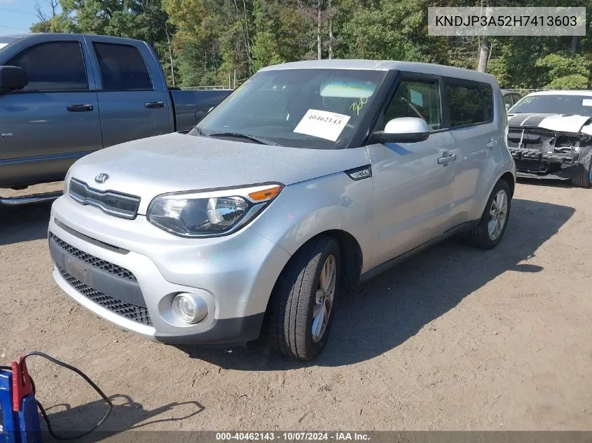 2017 Kia Soul + VIN: KNDJP3A52H7413603 Lot: 40462143