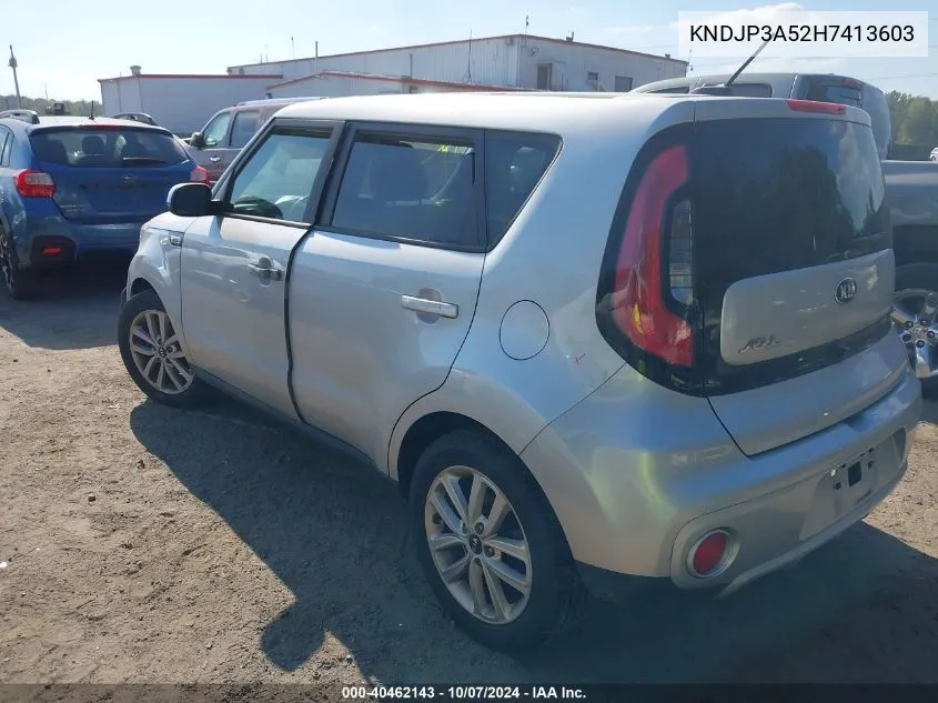 2017 Kia Soul + VIN: KNDJP3A52H7413603 Lot: 40462143