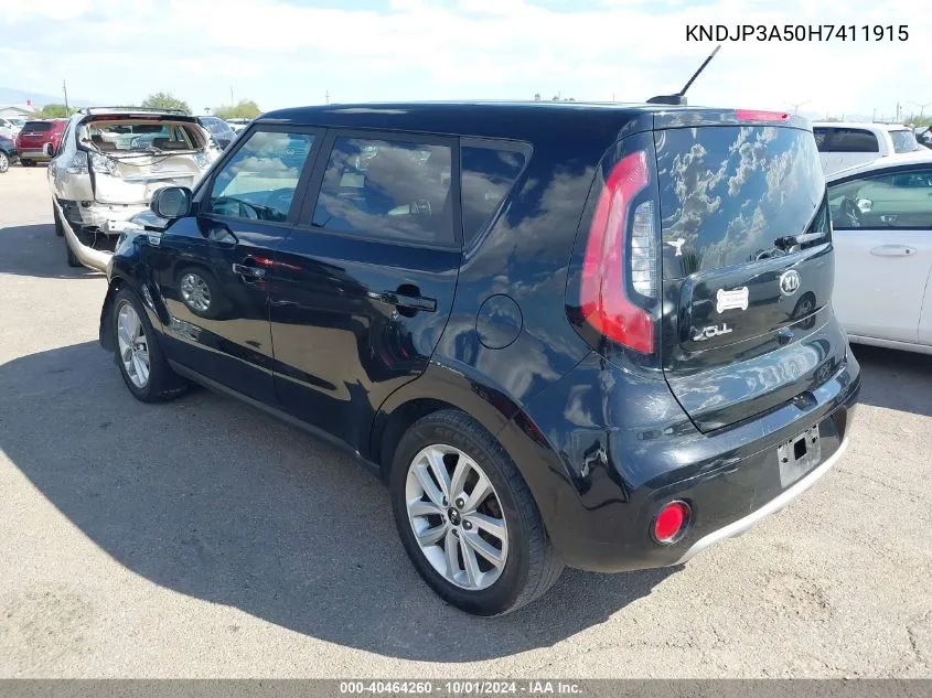 2017 Kia Soul + VIN: KNDJP3A50H7411915 Lot: 40464260