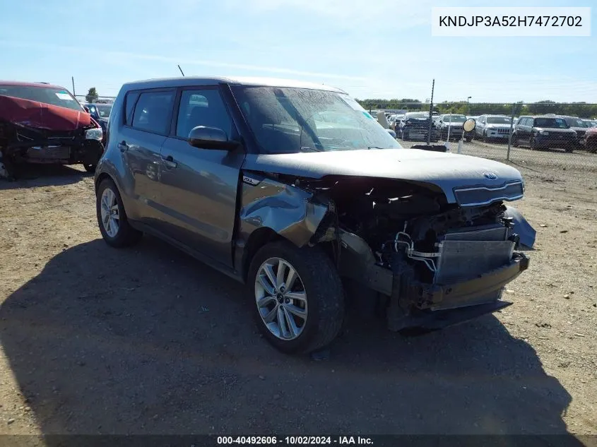 2017 Kia Soul + VIN: KNDJP3A52H7472702 Lot: 40492606