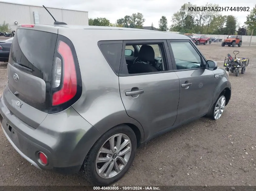 2017 Kia Soul + VIN: KNDJP3A52H7448982 Lot: 40493805