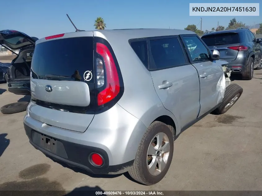 2017 Kia Soul VIN: KNDJN2A20H7451630 Lot: 40509476