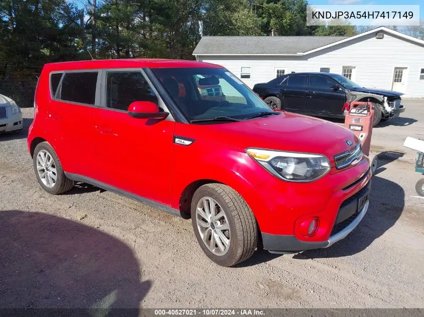 2017 Kia Soul + VIN: KNDJP3A54H7417149 Lot: 40527021