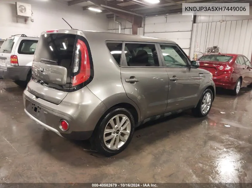 2017 Kia Soul + VIN: KNDJP3A5XH7449006 Lot: 40582679