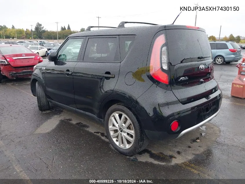 2017 Kia Soul + VIN: KNDJP3A5XH7430150 Lot: 40599225