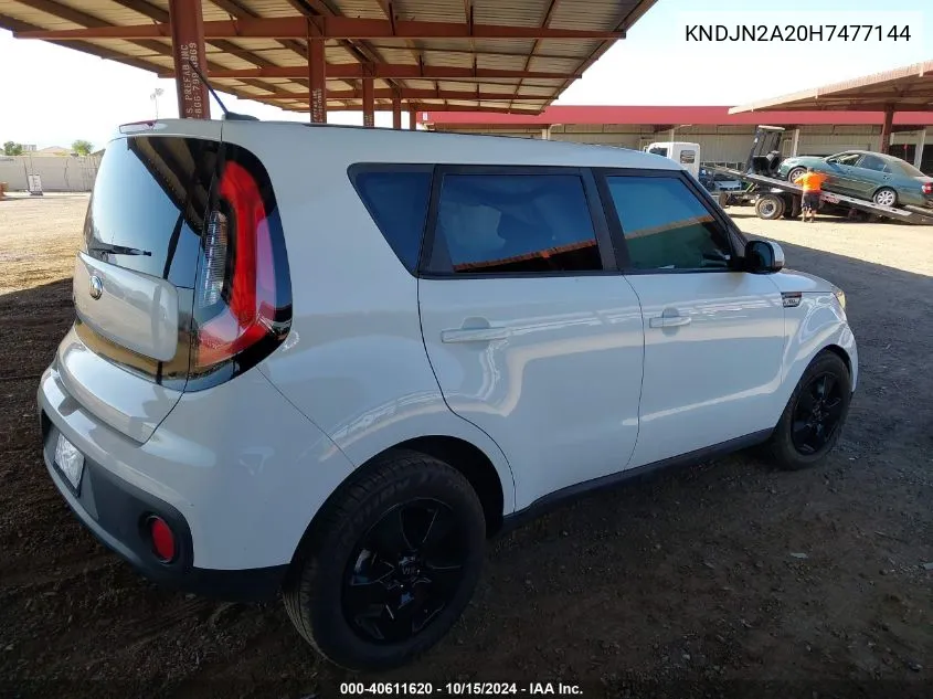 2017 Kia Soul VIN: KNDJN2A20H7477144 Lot: 40611620