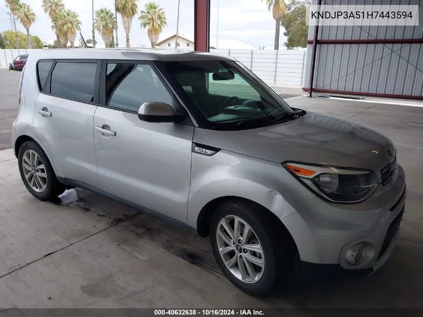 2017 Kia Soul + VIN: KNDJP3A51H7443594 Lot: 40632638