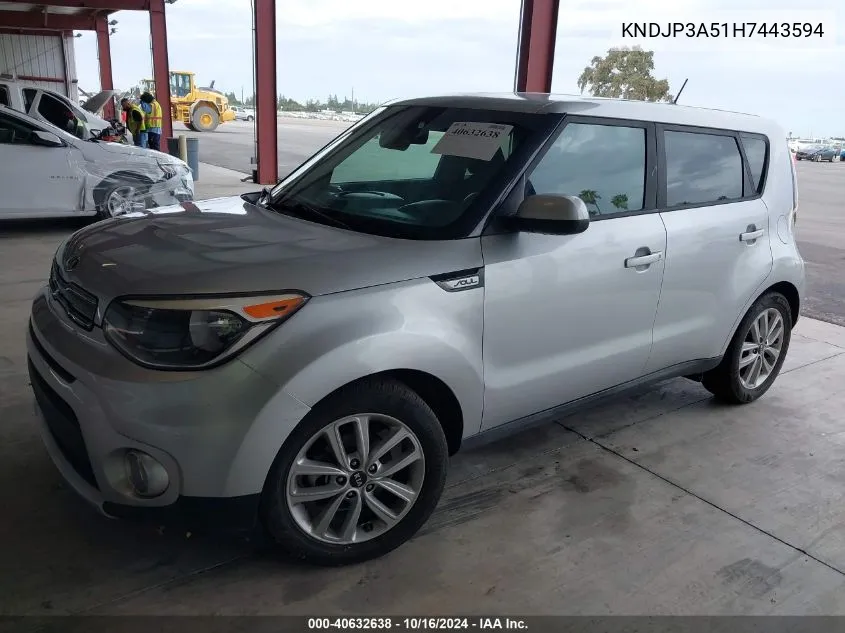 2017 Kia Soul + VIN: KNDJP3A51H7443594 Lot: 40632638