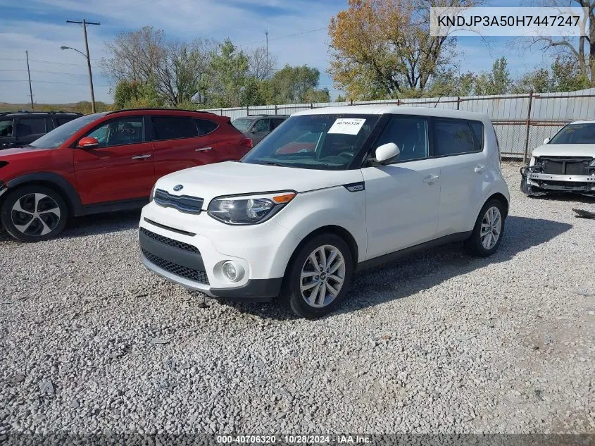 2017 Kia Soul + VIN: KNDJP3A50H7447247 Lot: 40706320