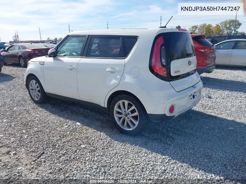 2017 Kia Soul + VIN: KNDJP3A50H7447247 Lot: 40706320