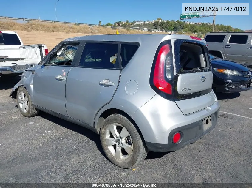 2017 Kia Soul VIN: KNDJN2A25H7477012 Lot: 40706397