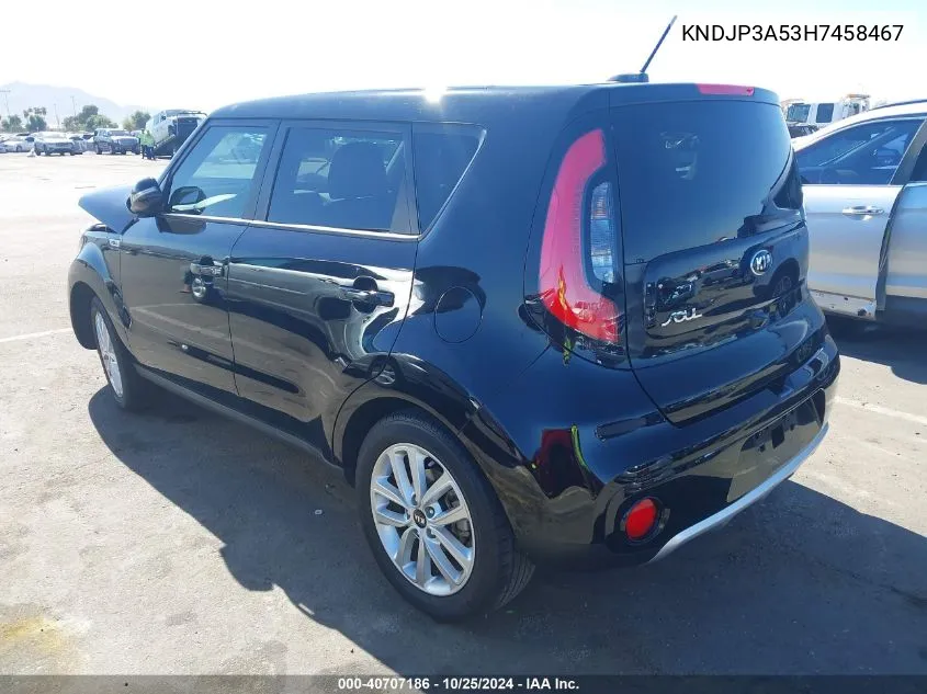 2017 Kia Soul + VIN: KNDJP3A53H7458467 Lot: 40707186