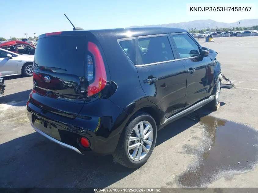 2017 Kia Soul + VIN: KNDJP3A53H7458467 Lot: 40707186