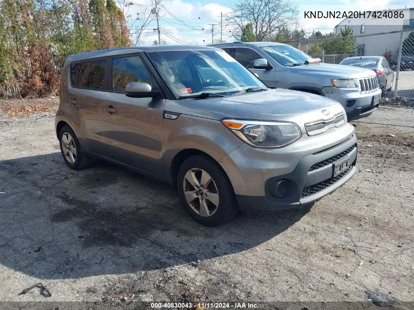 2017 Kia Soul VIN: KNDJN2A20H7424086 Lot: 40830043