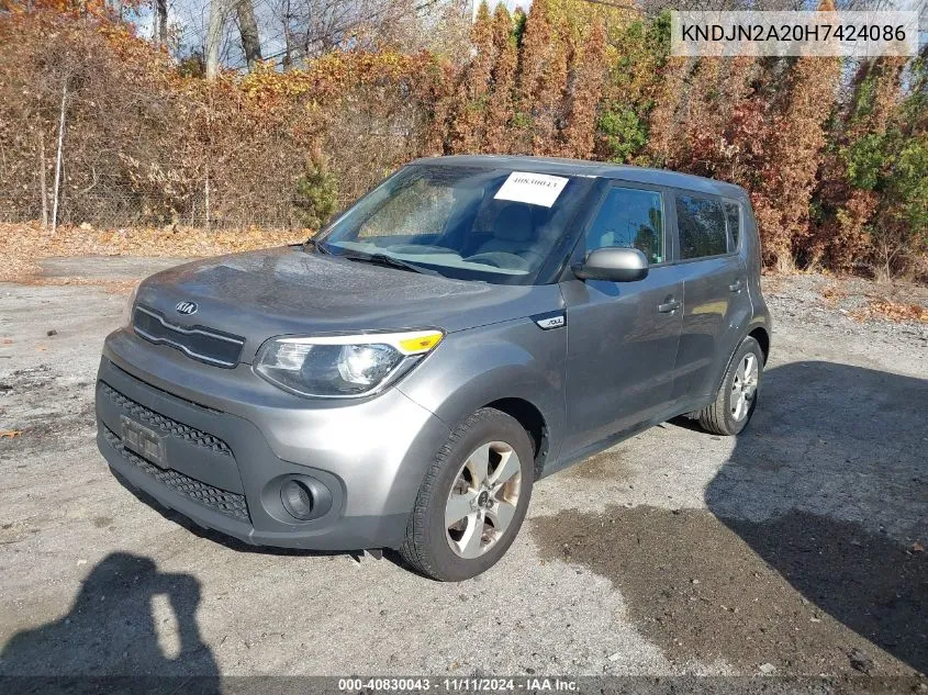 2017 Kia Soul VIN: KNDJN2A20H7424086 Lot: 40830043