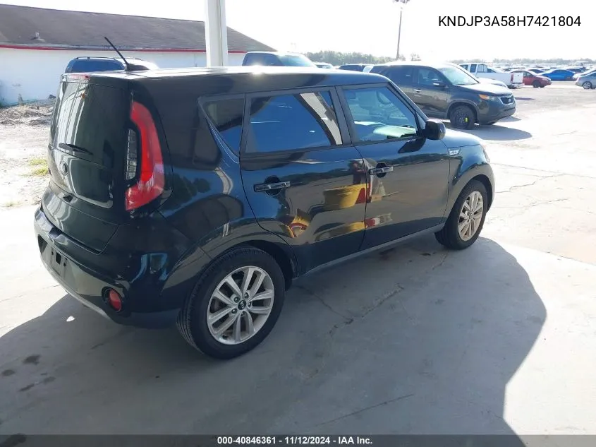 2017 Kia Soul + VIN: KNDJP3A58H7421804 Lot: 40846361