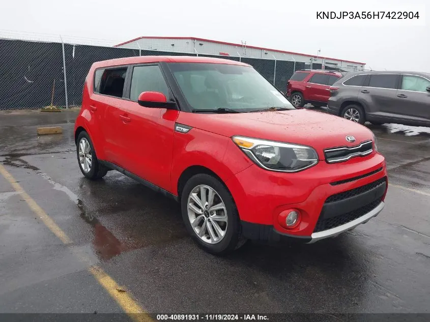 2017 Kia Soul + VIN: KNDJP3A56H7422904 Lot: 40891931