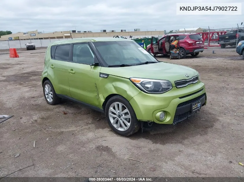 2018 Kia Soul + VIN: KNDJP3A54J7902722 Lot: 39303447