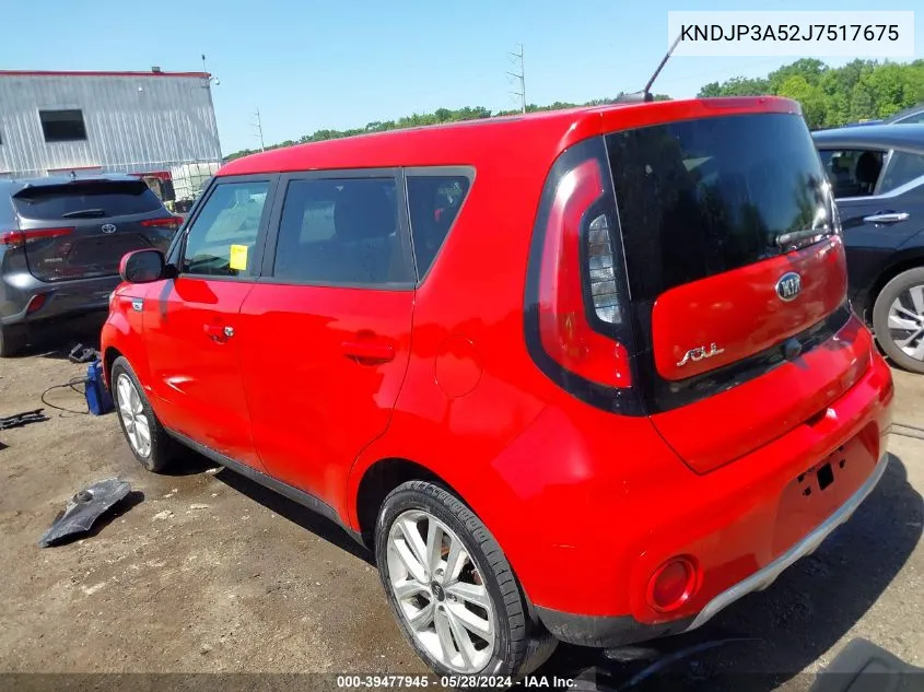 2018 Kia Soul + VIN: KNDJP3A52J7517675 Lot: 39477945