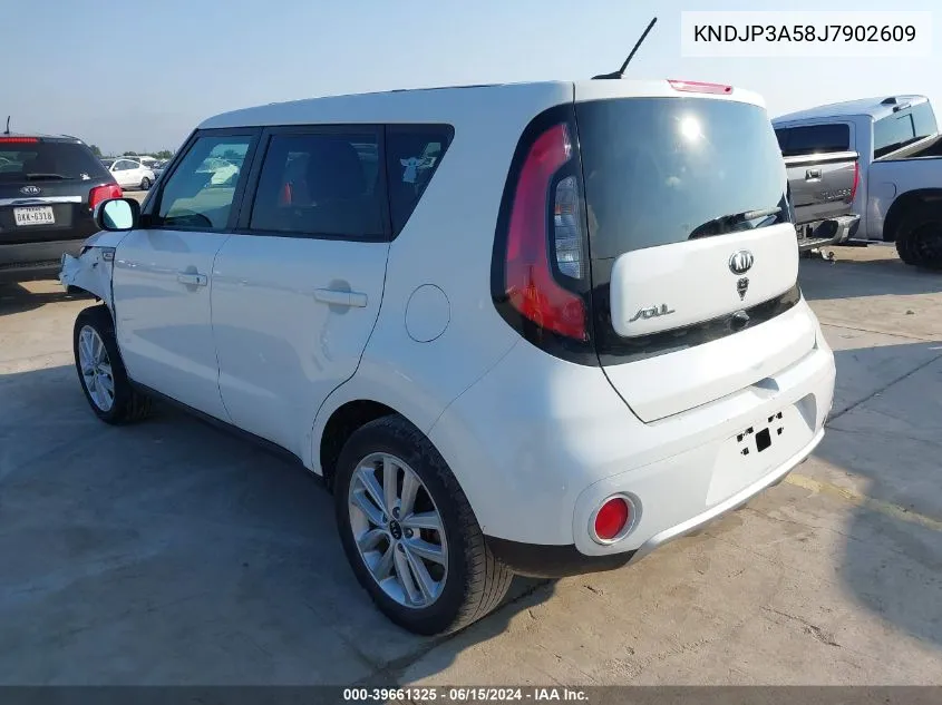 2018 Kia Soul + VIN: KNDJP3A58J7902609 Lot: 39661325