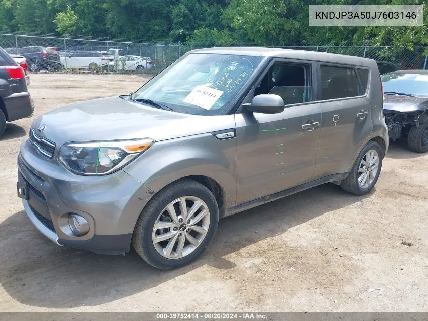 2018 Kia Soul + VIN: KNDJP3A50J7603146 Lot: 39752414