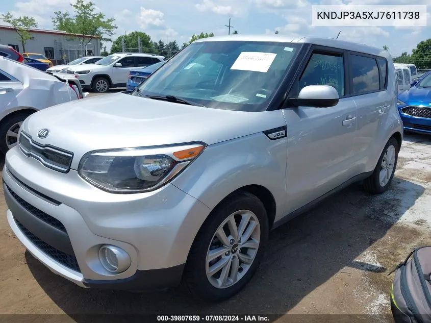 2018 Kia Soul + VIN: KNDJP3A5XJ7611738 Lot: 39807659